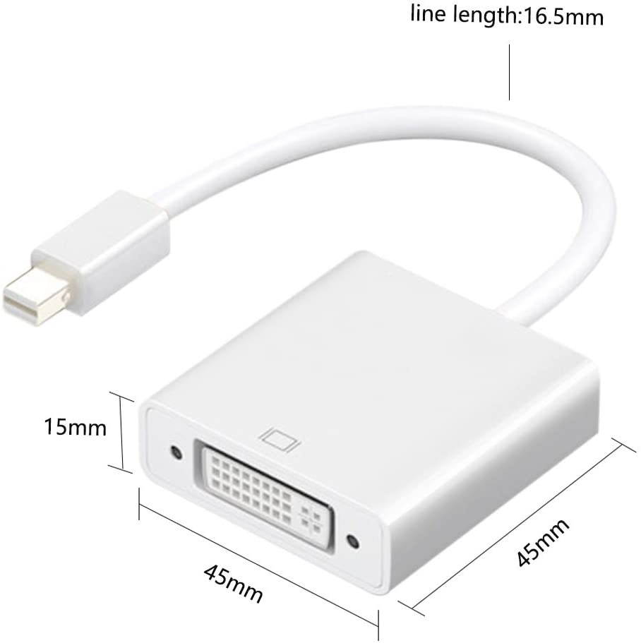 Mini Display to DVI Adapter Converter, Mini DP Port to DVI Converter Male to Female Black Compatible for Computer, Desktop, Laptop, PC, Monitor, Projector, HDTV - White