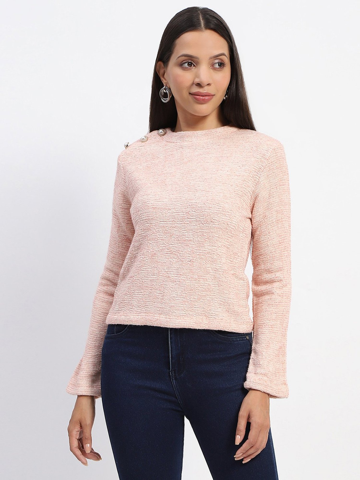 MADAME Peach Textured Top