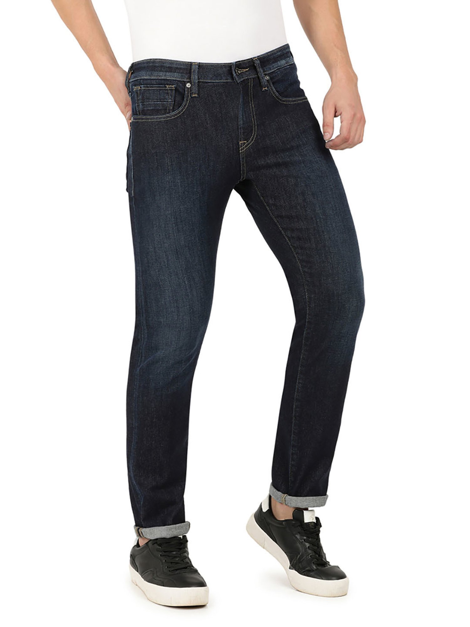 EVERBLUE Blue Comfort Slim Midrise Stretchable Jeans