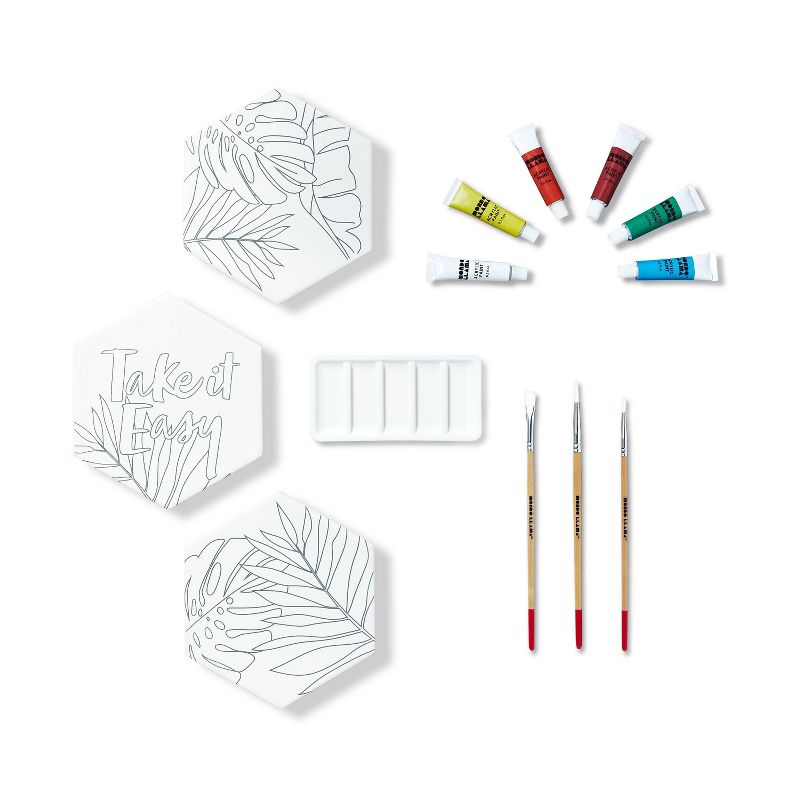 3ct Paint-Your-Own Hexagon Canvas Kit Leaves - Mondo Llama™