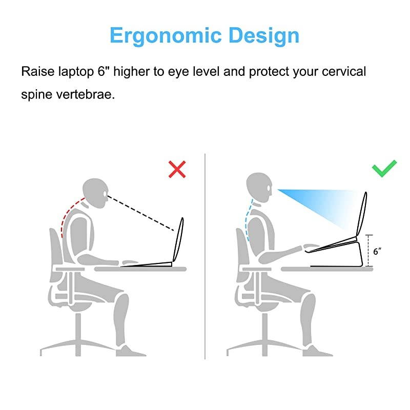 Aluminum Laptop Stand Ergonomic Detachable Laptop Holder Riser Compatible with MacBook Air ProDell XPSHPLenovo up to 156 inches Black