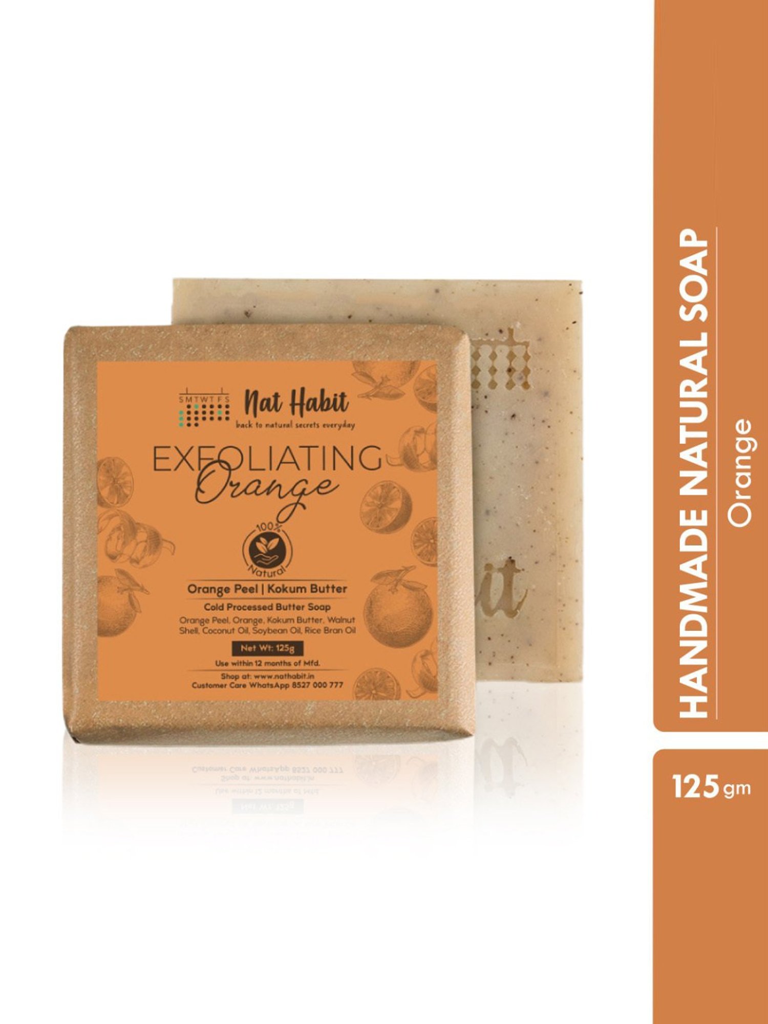 Nat Habit Cold Processed Exfoliating Orange Soap - 125 gm