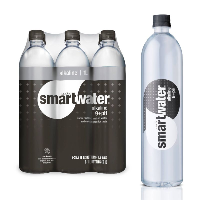 Smartwater Alkaline Vapor Distilled Ionized Water - 6pk/1L Bottles