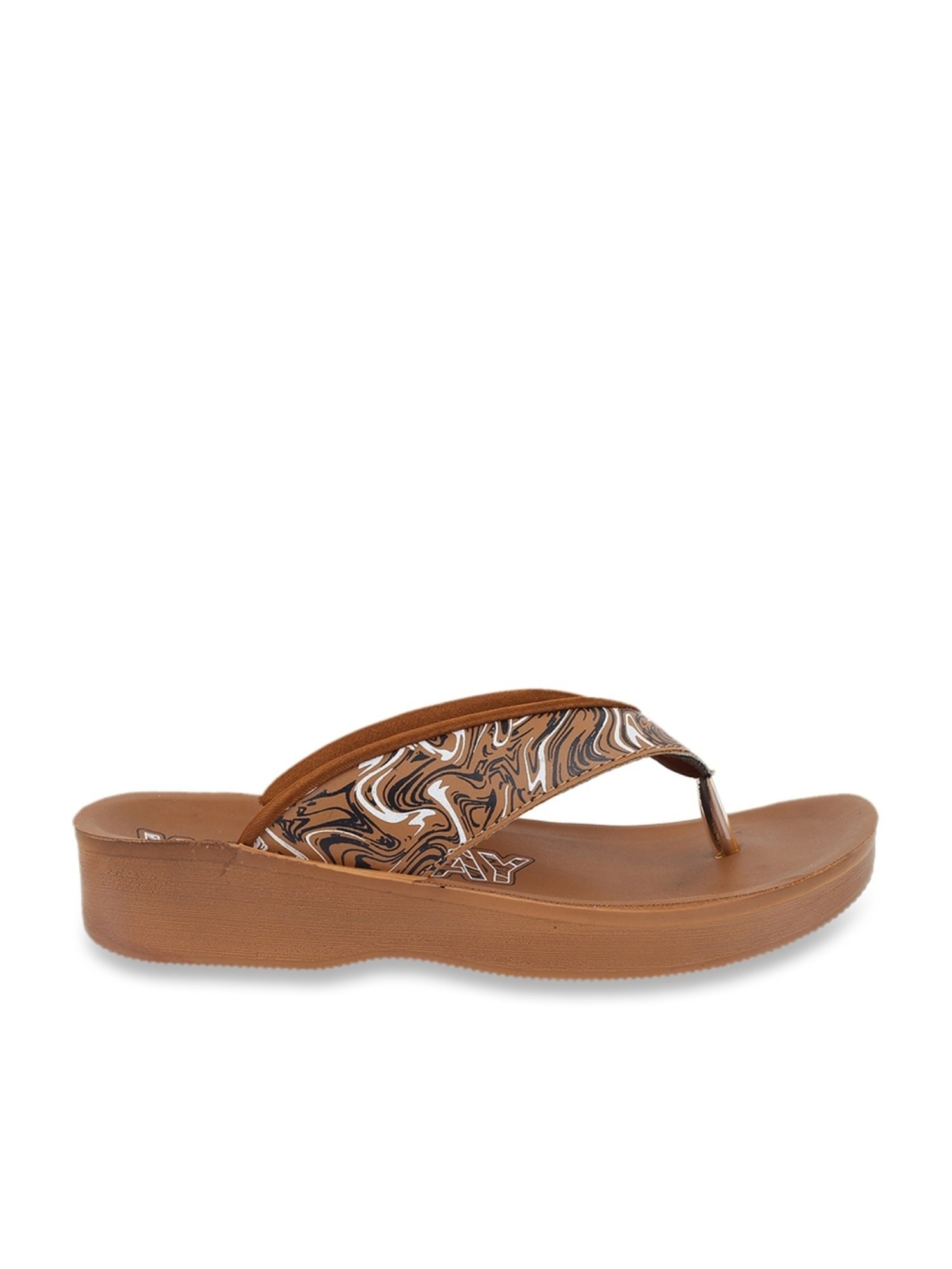 Walkway Women's Tan Wedge Flip Flops
