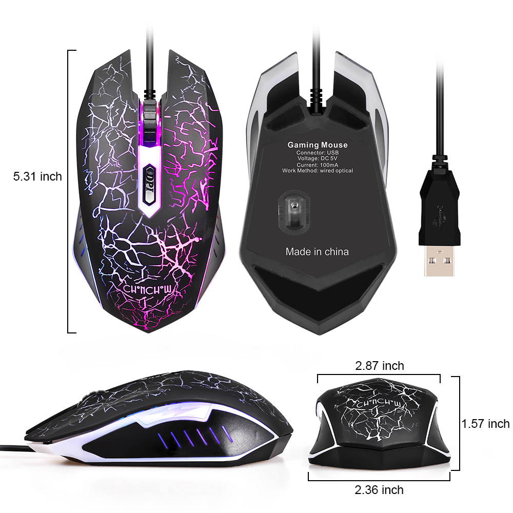 Wired Gaming Mouse 4 Buttons 5000DPI Mute Optical Computer Mouse Mice for PC Laptop Notebook Game Gamer Drop shipping