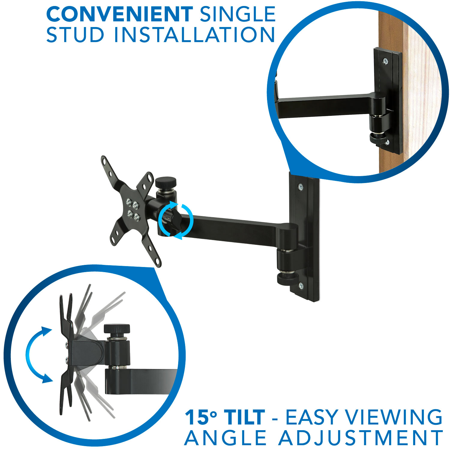 Mount-It! Full Motion Monitor Wall Mount | Fits 17-30 Inch Screens | VESA 75 100 Compatible
