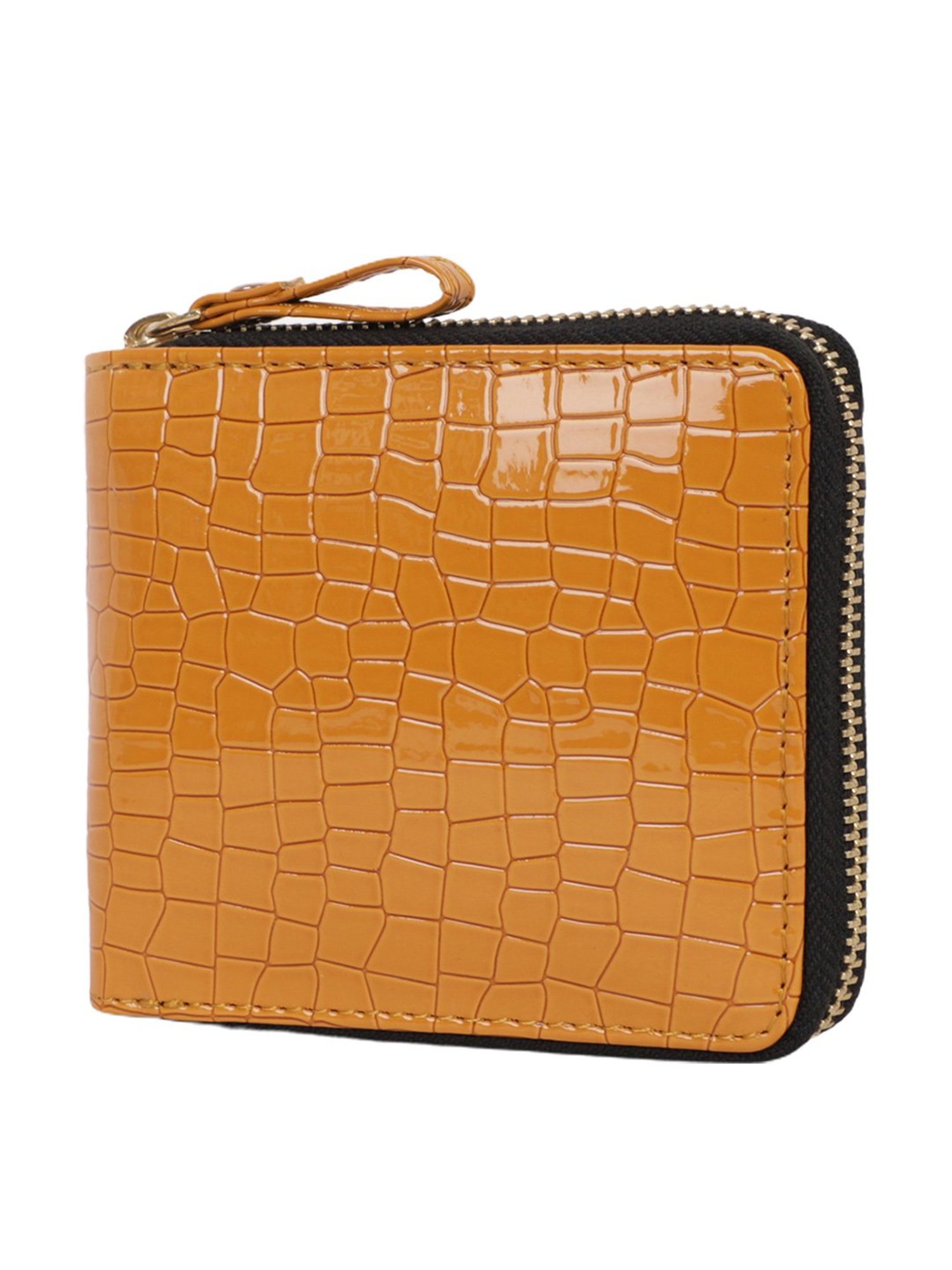 Bagsy Malone Yellow Textured Zip Around Wallet for Women