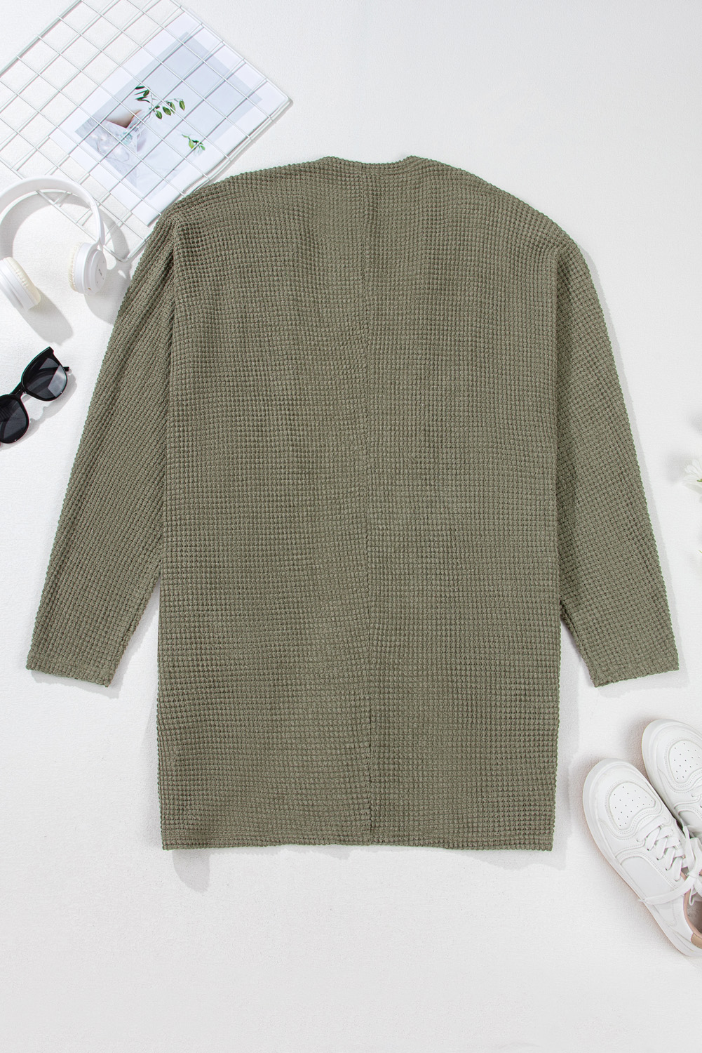 Khaki Star Pattern Drop Shoulder Sweater