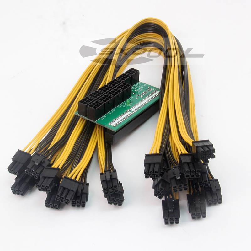 Mining machine server power conversion board connection adapter graphics cable 10pcs +10 X 6pin adapter board 1pcs 12V  (50cm Cable length)