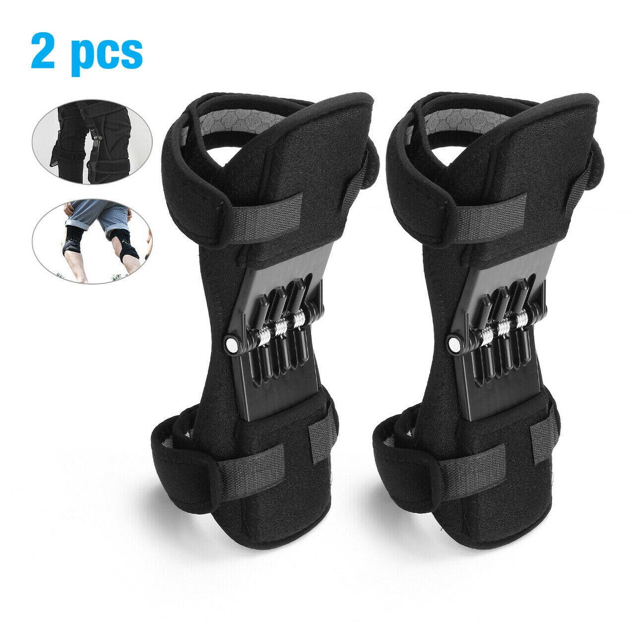 1 Pair Knee Pads Booster Joint Support Brace Lift Squat Sport Power Spring Force