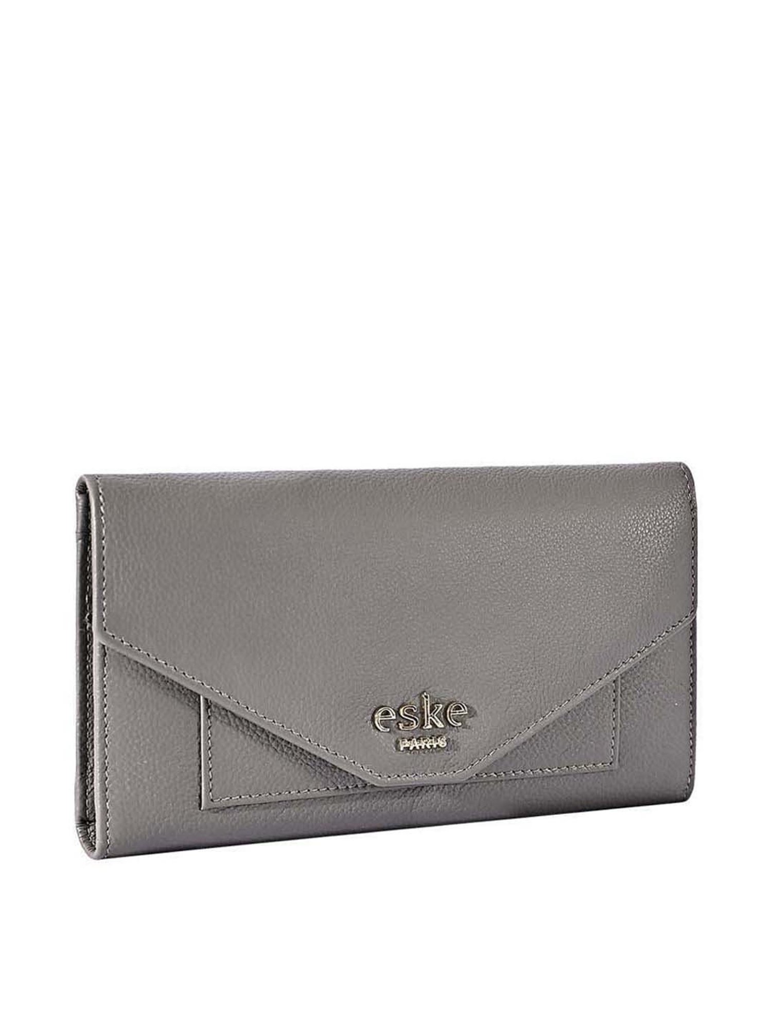 Eske Percy Grey Solid Tri-Fold Wallet for Women