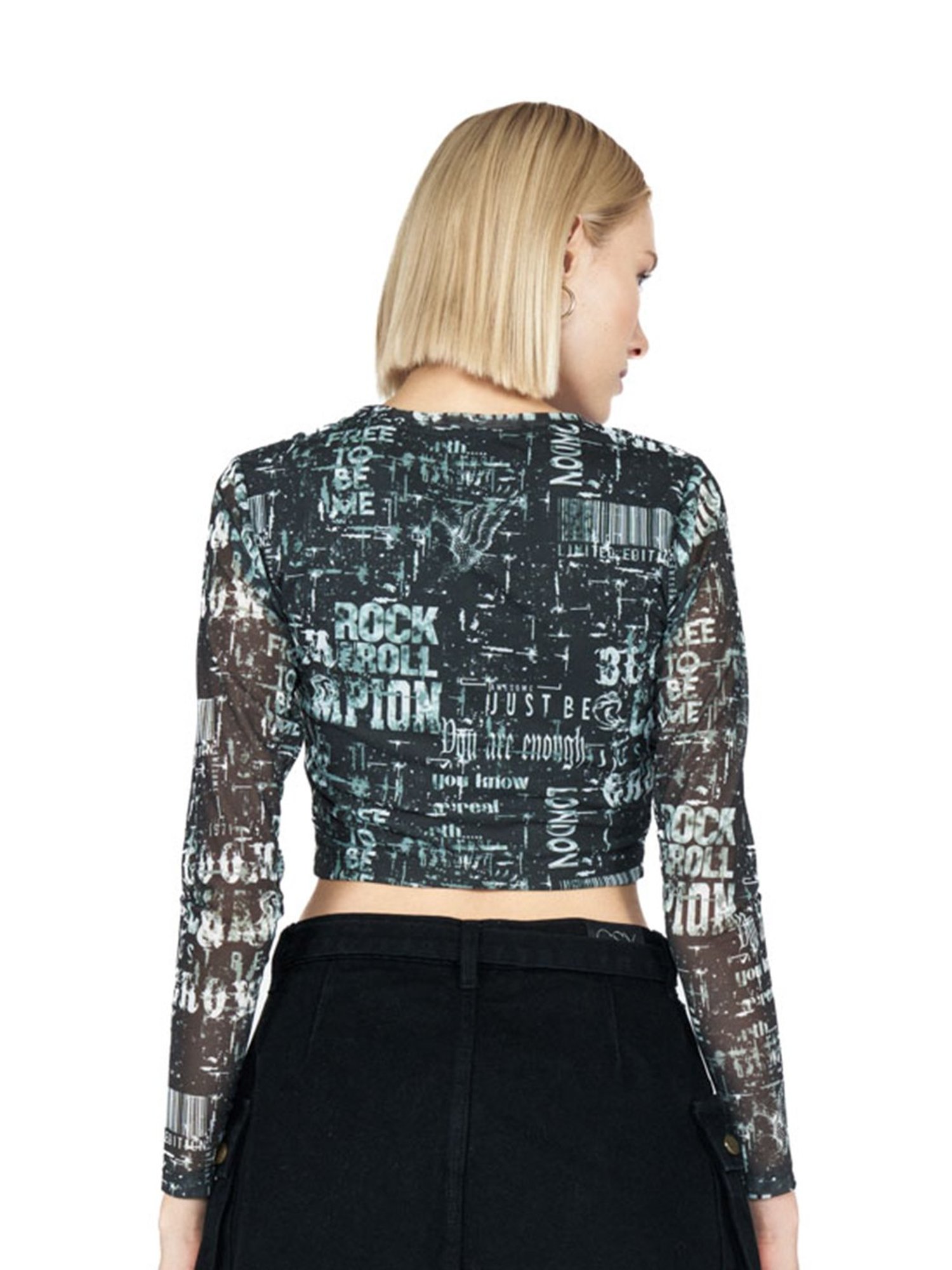 Cover Story Green Graphic Print Crop T-Shirt