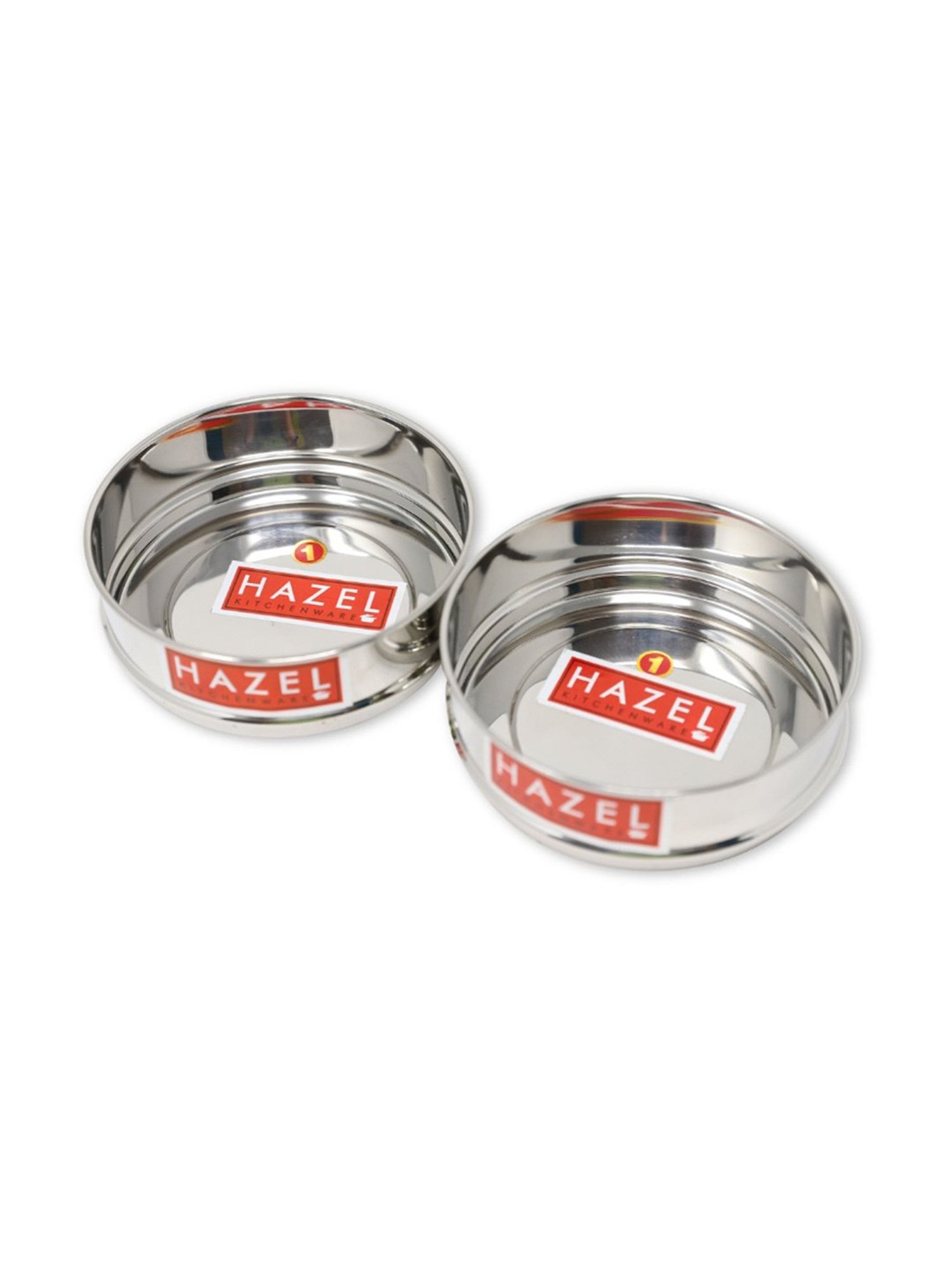 HAZEL Silver Stainless Steel Flat Cooker Dabba 500ml (each) - Set of 2