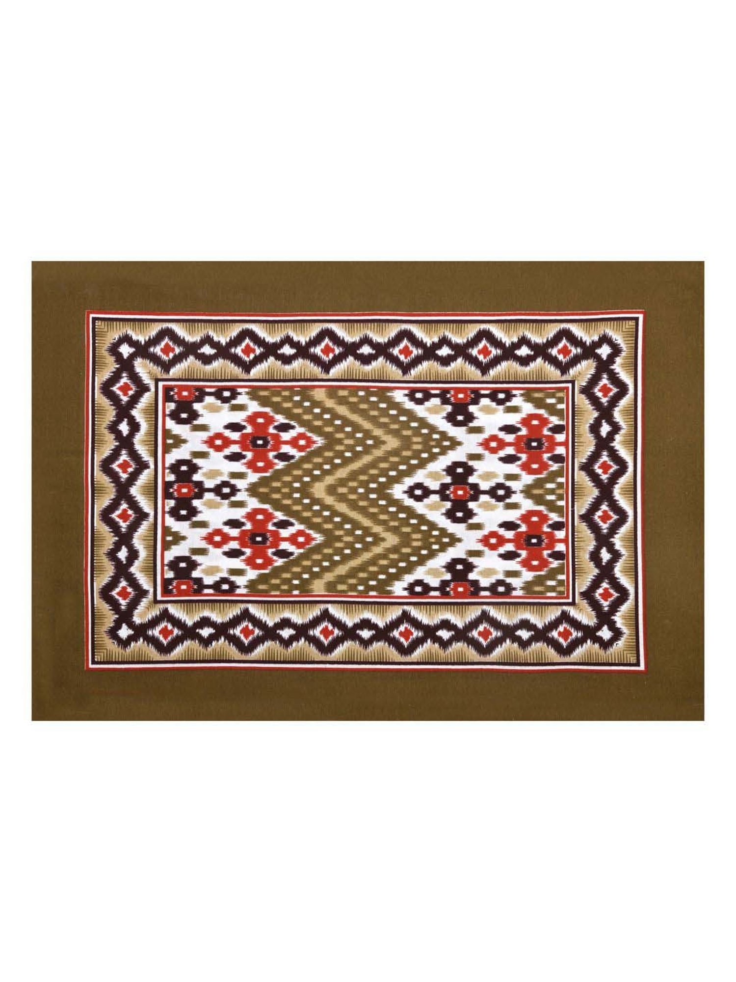 Living Roots Brown & Red Cotton 200 TC Super King Bedsheet with 2 Pillow Covers