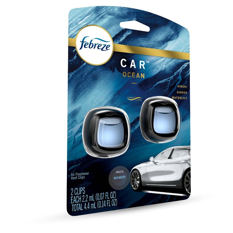 Febreze Car Odor-Eliminating Air Freshener Vent Clips - Ocean - 2 ct