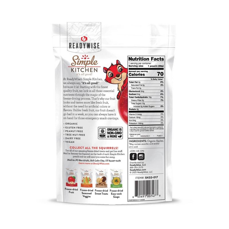ReadyWise Simple Kitchen Organic Freeze Dried Apple - 6ct Case