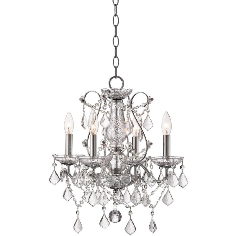 Vienna Full Spectrum Chrome Chandelier 17" Wide Clear Crystal 4-Light Fixture for Dining Room House Foyer Kitchen Island Entryway