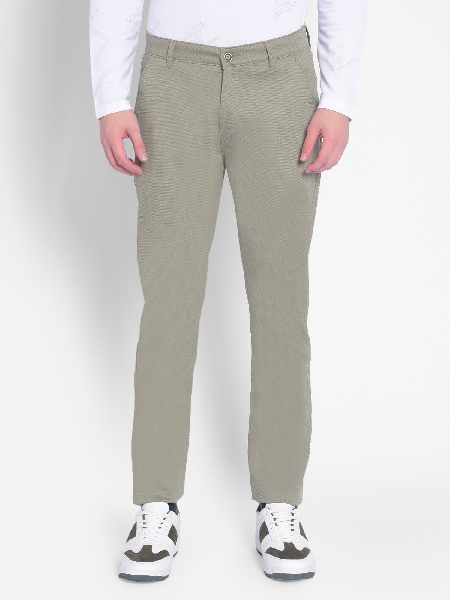 WES Casuals by Westside Olive Relaxed-Fit Mid-Rise Cotton Blend Joggers