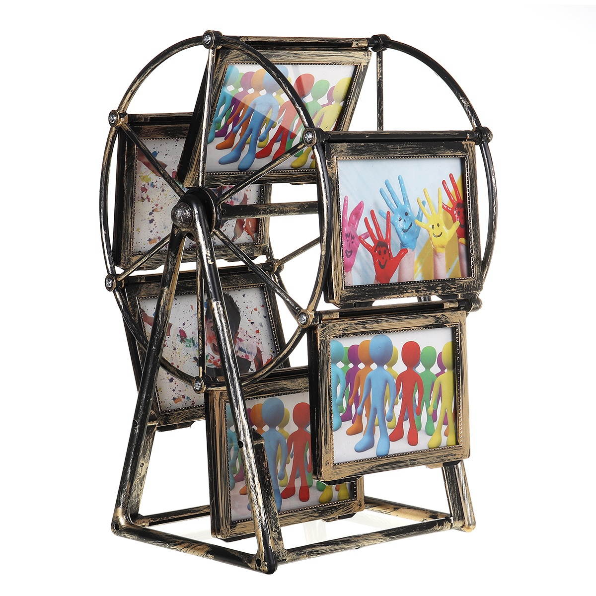 Vintage Photo Frame 5inch PVC Retro Ferris Wheel  Rotatable Windmill Photoframe Home Decor Gift Photo Frame-Bronze