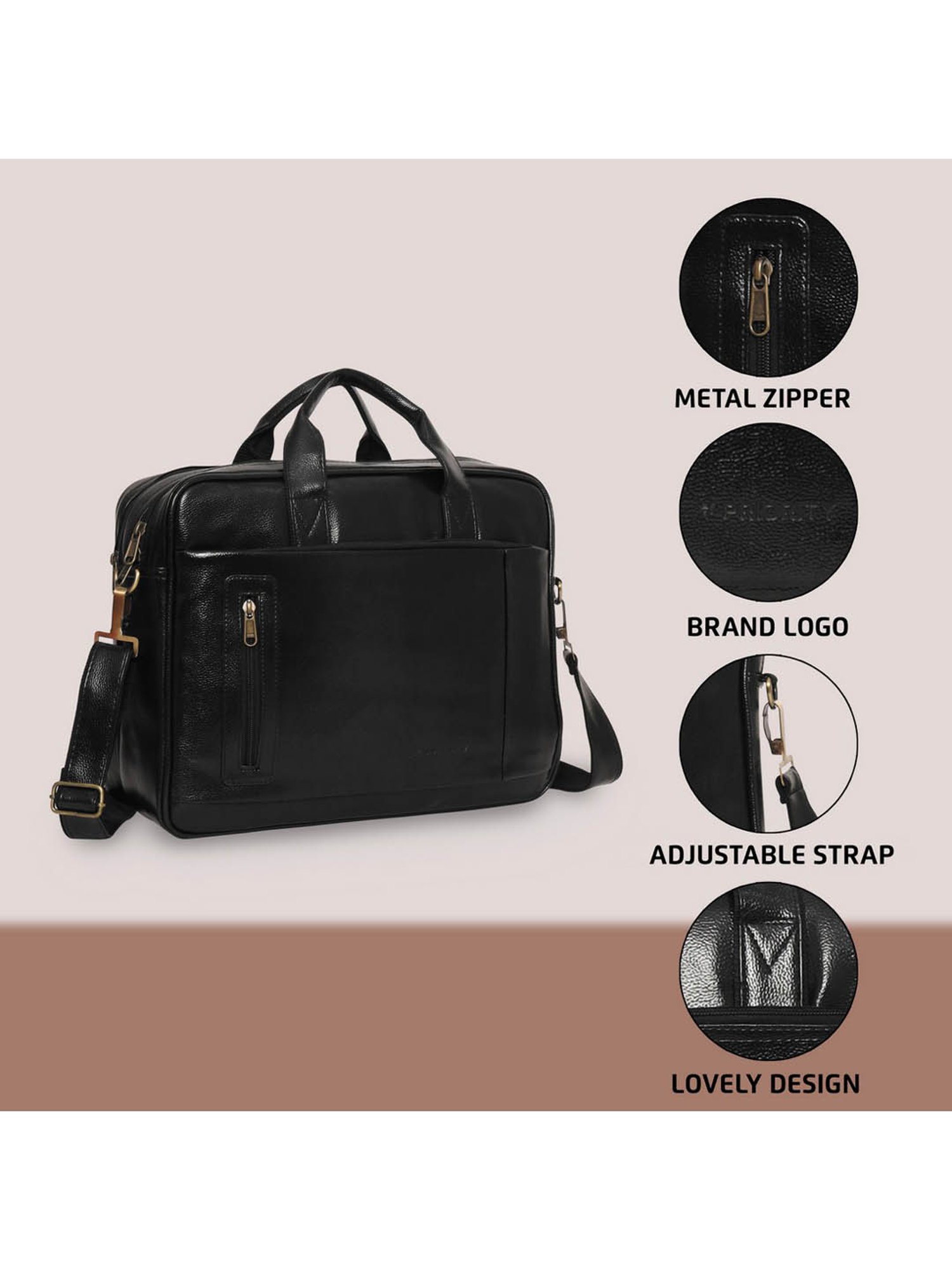 Priority Black Synthetic Large Messenger Bag