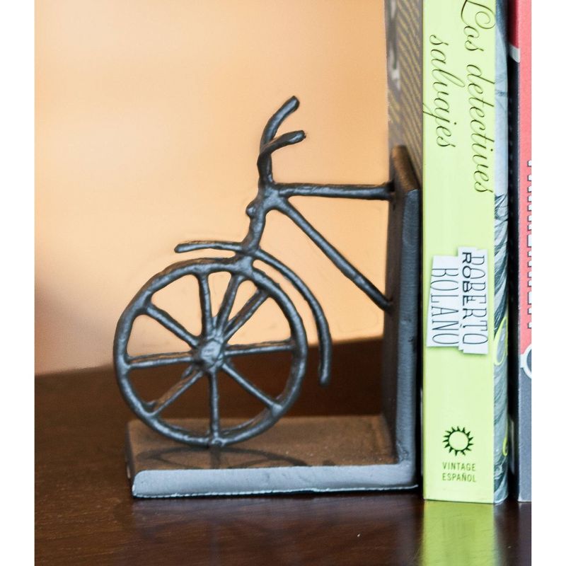 8" x 5" Iron Bicycle Bookend Set Brow - Danya B.