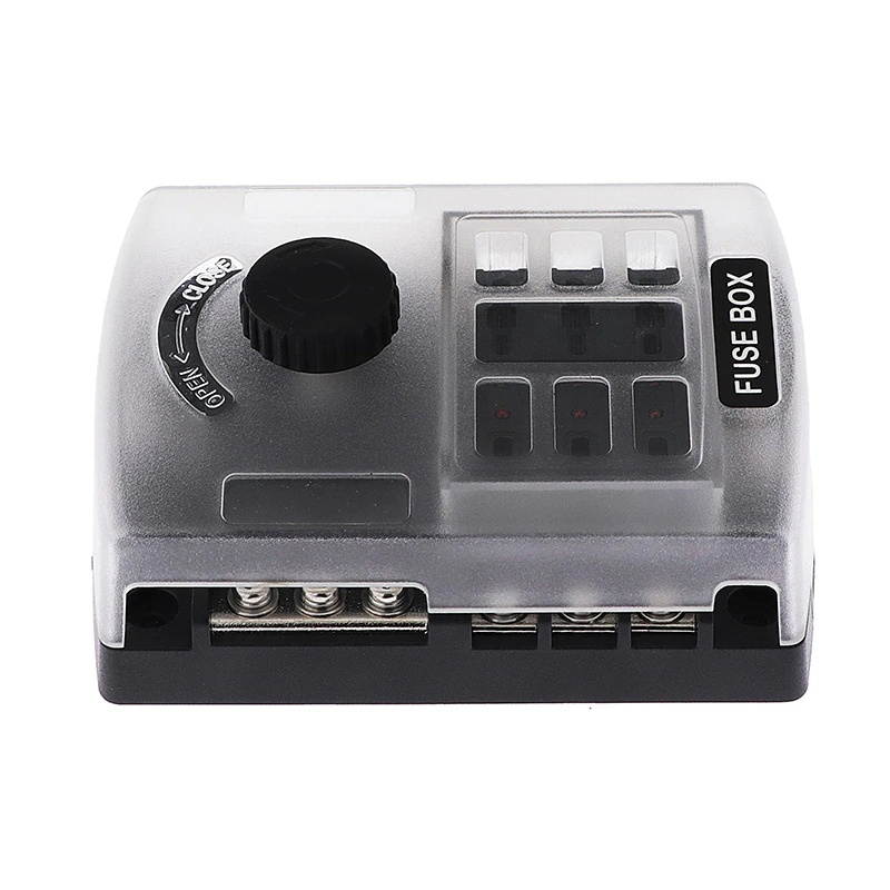 Car Boat  Fuse Box Holder with 6 Way Blade Fuse & Warning Indicator fit for 12V~24V