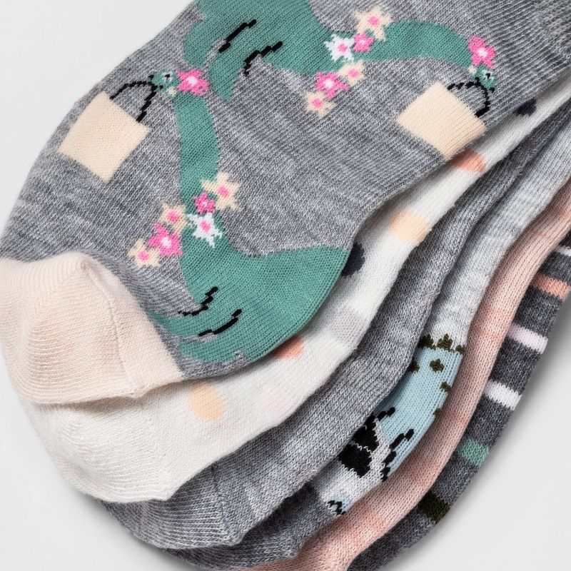 Women's Darling Dinosaurs 6pk Low Cut Socks - Xhilaration™ Heather Gray 4-10