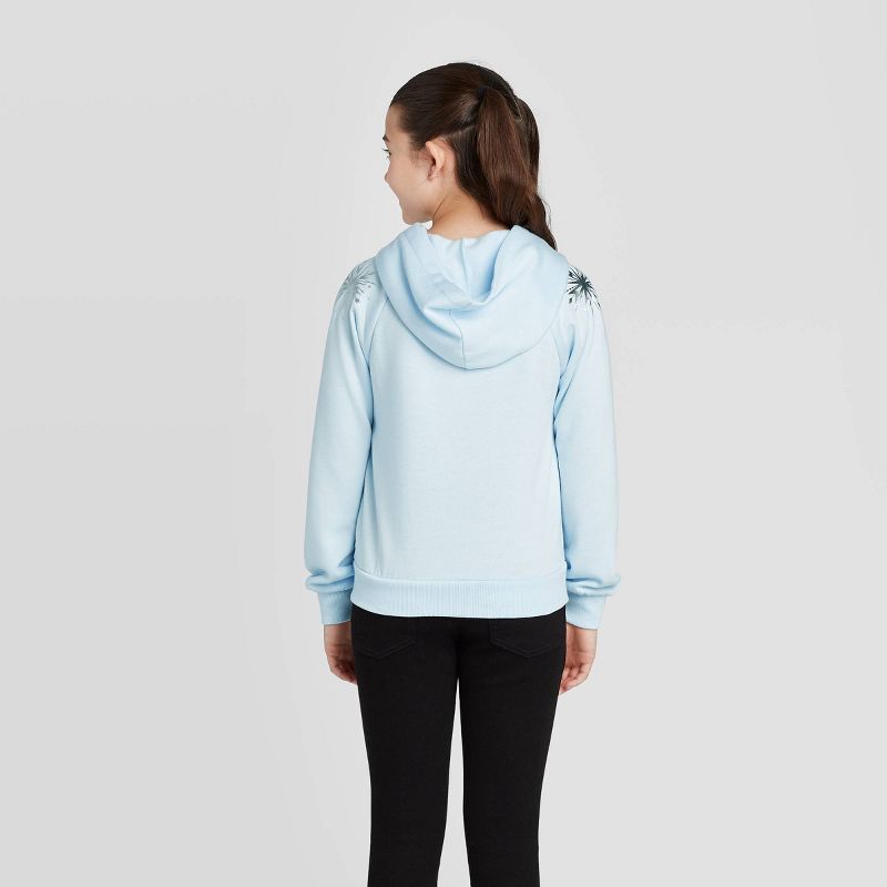 Girls' Disney Frozen Elsa Cosplay Hoodie Sweatshirt - Light Blue XXL