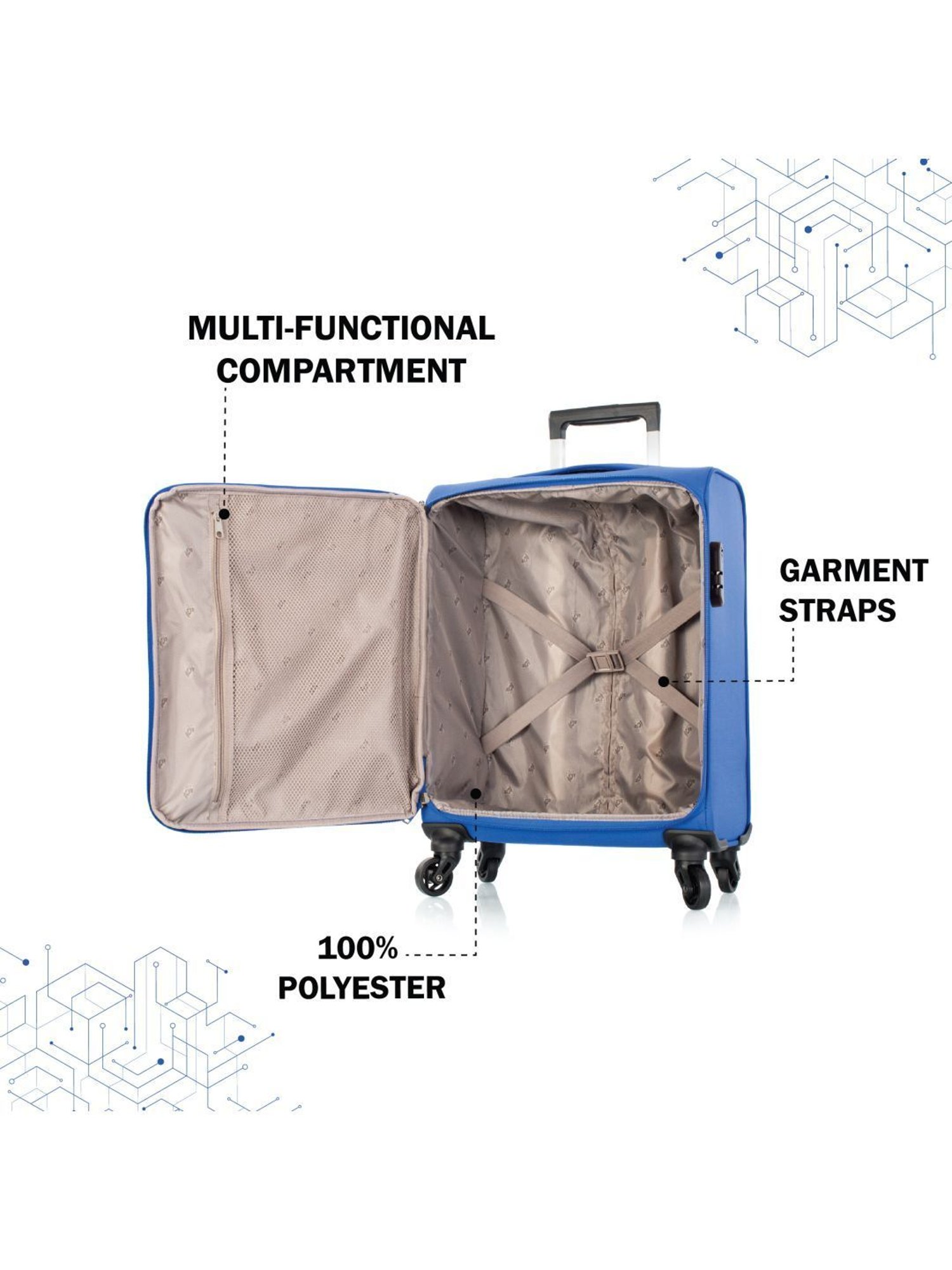 HEYS Xero G Blue Solid Soft Cabin Trolley Bag -21 cm