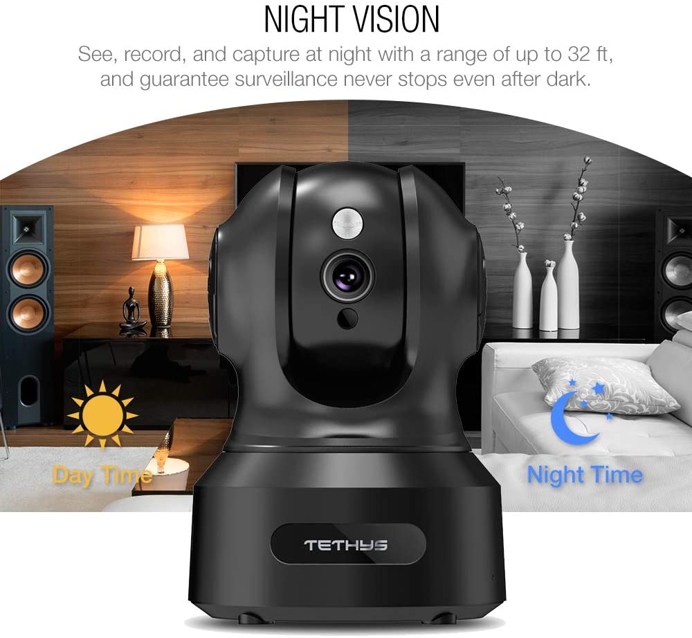 Wireless Security Camera 1080P Indoor [Work with Alexa] Pan/Tilt WiFi Smart IP Camera Dome Surveillance System w/Night Vision,Motion Detection,2-Way Audio,Cloud for Home,Business, Baby Monitor