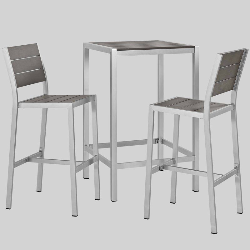 Shore 3pc Outdoor Aluminum Patio Pub Set Gray - Modway