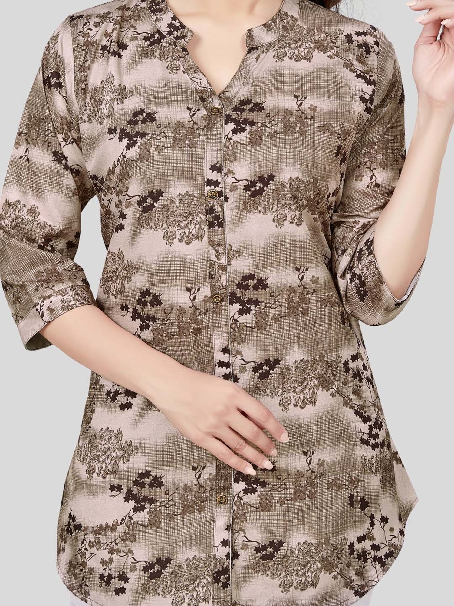 Saree Swarg Brown Printed A Line Kurti