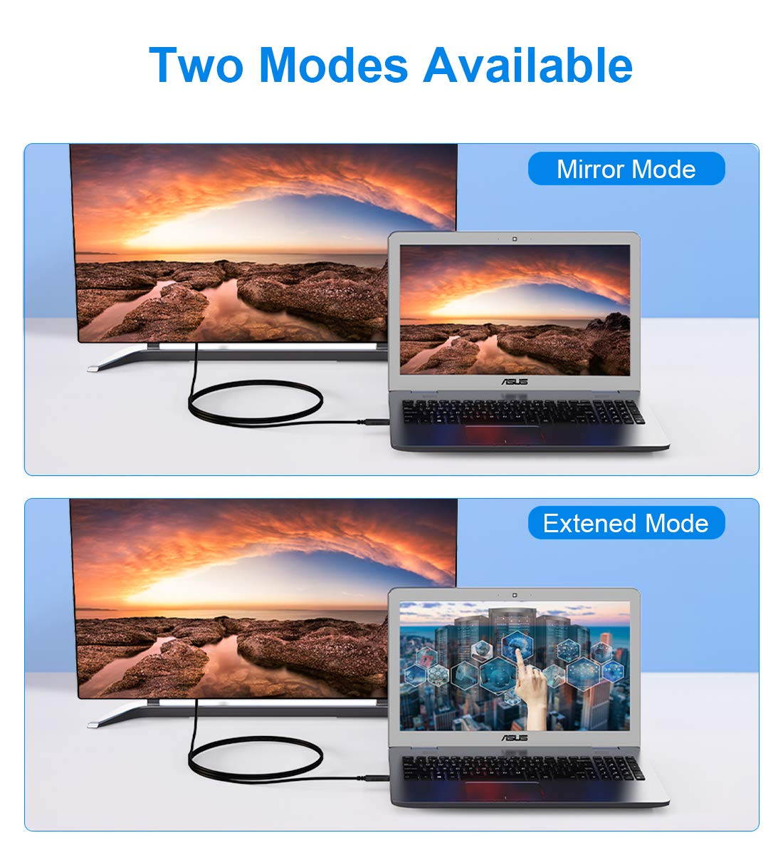 USB 3.1 Type C to HDMI Fiber Optic Cable, 33ft/10M 18Gbps Ultra Speed Video Projection Cord, 4K@60hz, HDCP, 3D, Compatible with All Laptop Phones and Tablets with Type C & Thunderbolt 3 Interface