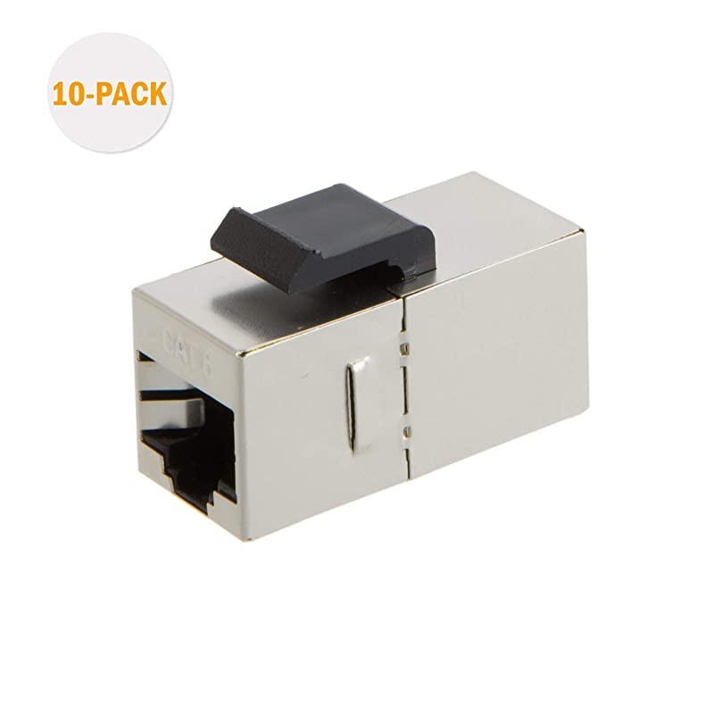 10Pack Cat6 Shielded Inline Modular Coupler with Keystone Latch RJ45 Modular Coupler for Panel ConnectionCat6 8P8C Female to Female Class E