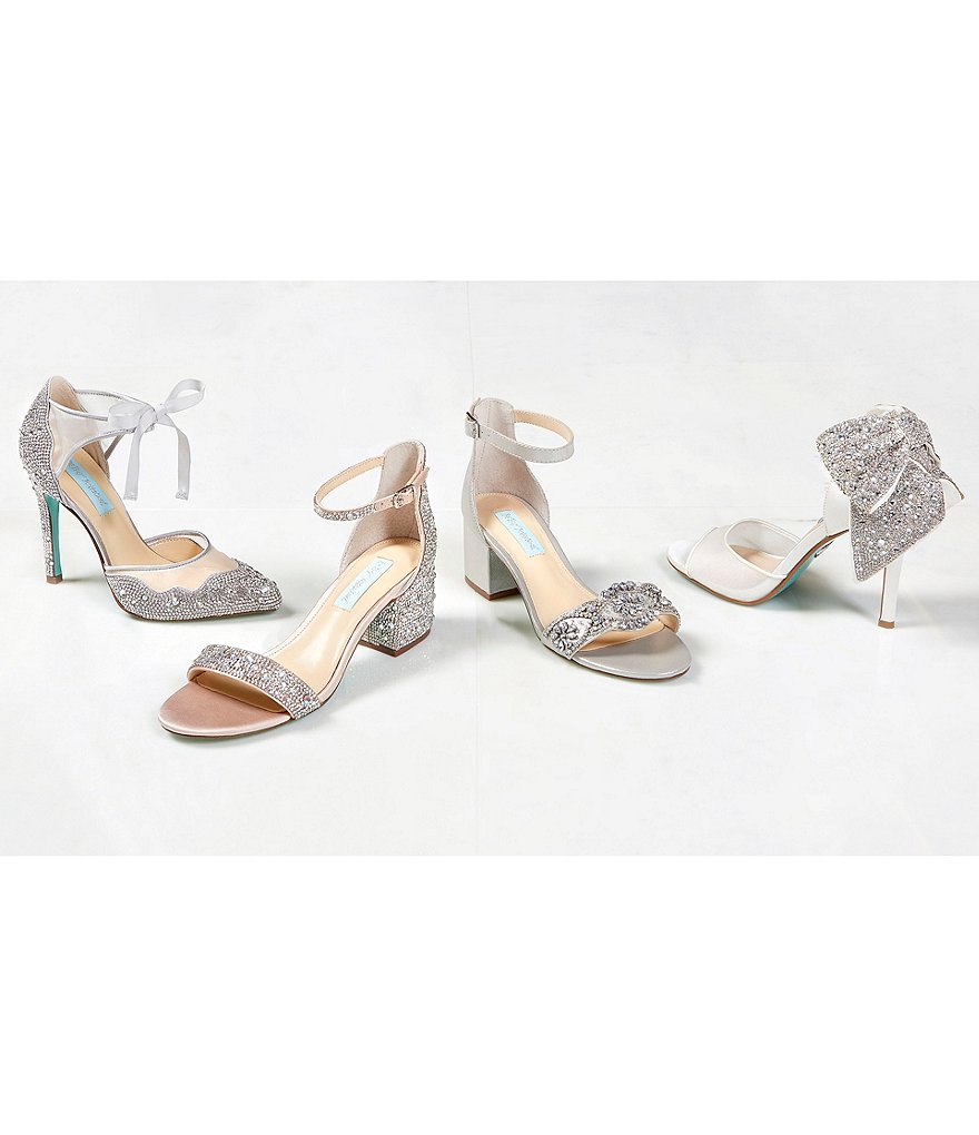 Blue by Betsey Johnson Iris Satin Rhinestone Stiletto Pumps