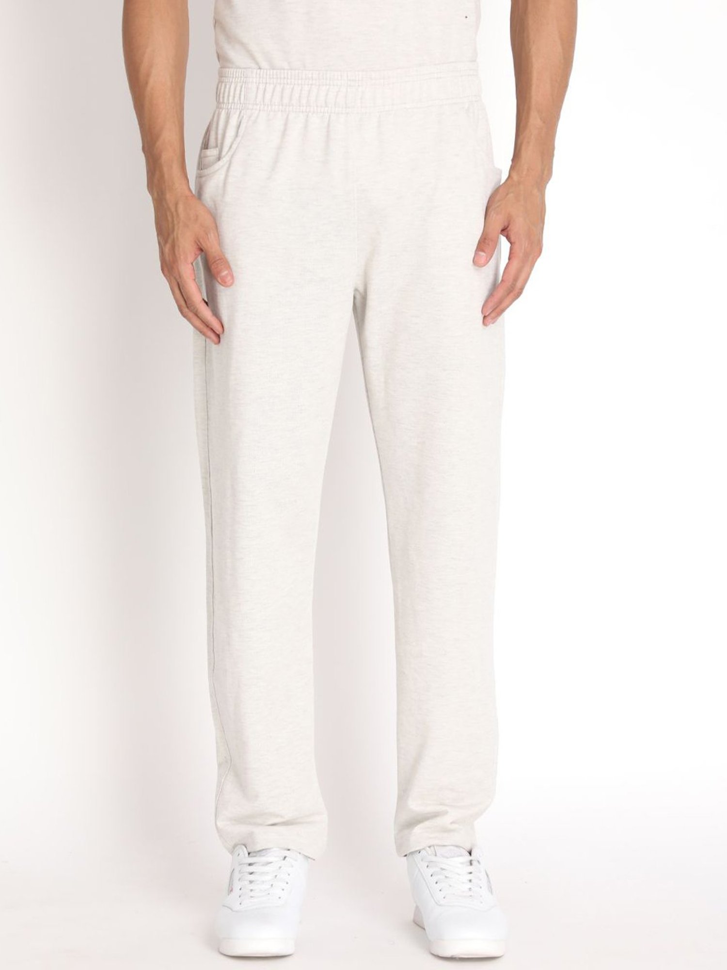 Chkokko Off White Cotton Relaxed Fit Track Pants
