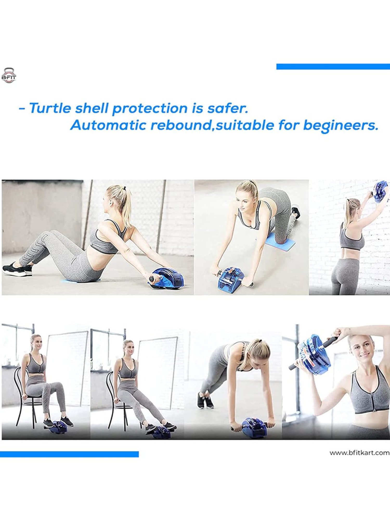 B Fit AB3412 AB Exercise Roller (Blue)