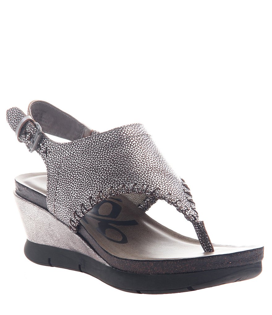 OTBT Meditate Metallic Leather Thong Wedges
