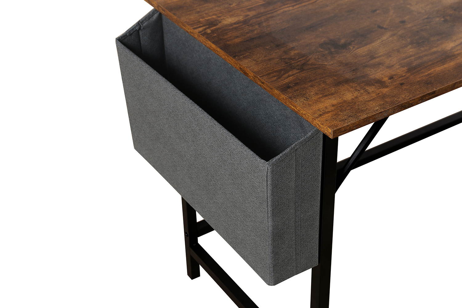 wooden compute desk ,metal frame ,suit for home office,Brown