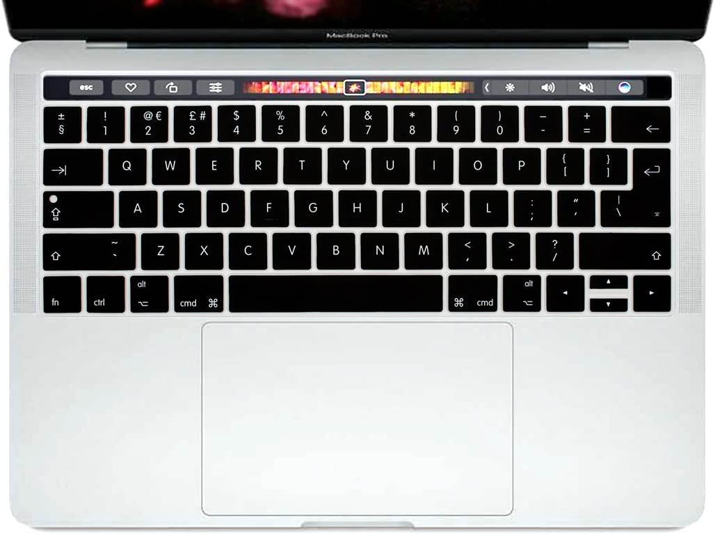 HRH English Language Silicone Keyboard Cover Skin for MacBook New Pro with Touch Bar 13 Inch and 15 Inch (A1989/A1706,A1990/A1707) 2018 2016 2017 Release with Touch ID,Both European/USA Layout