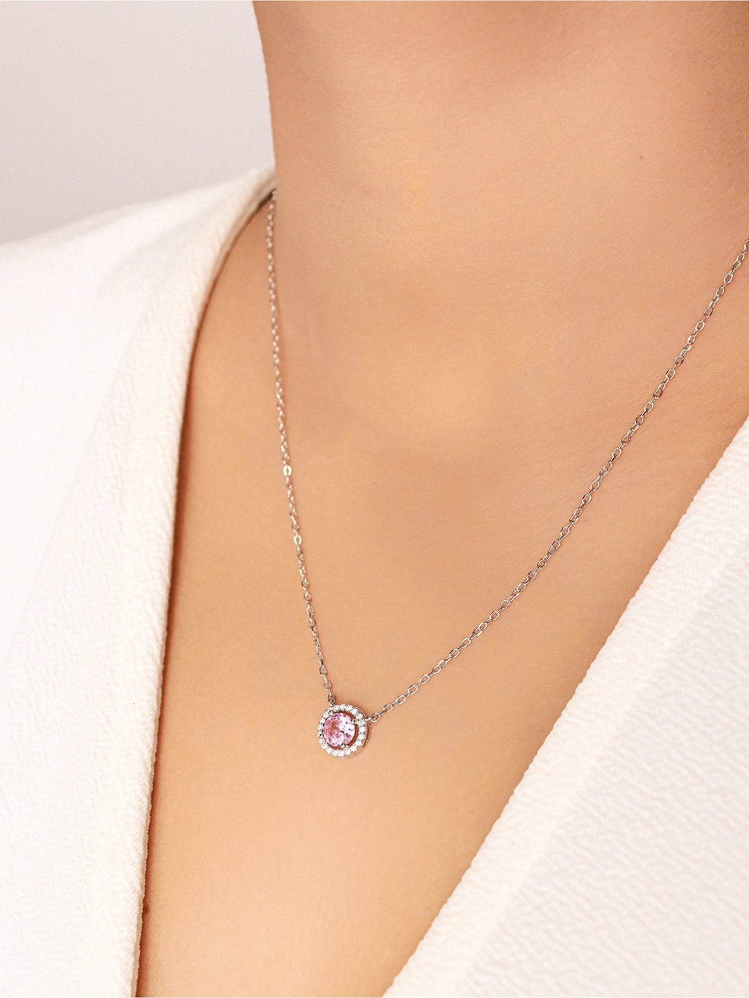 Silberry 92.5 Sterling Silver Pink Pixie Necklace