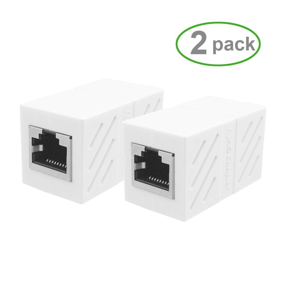 Ugreen (2 Pack) RJ45 Coupler In-Line Coupler Cat7/Cat6/Cat5e Ethernet Cable Extender Adapter Female to Female (White, 20311)