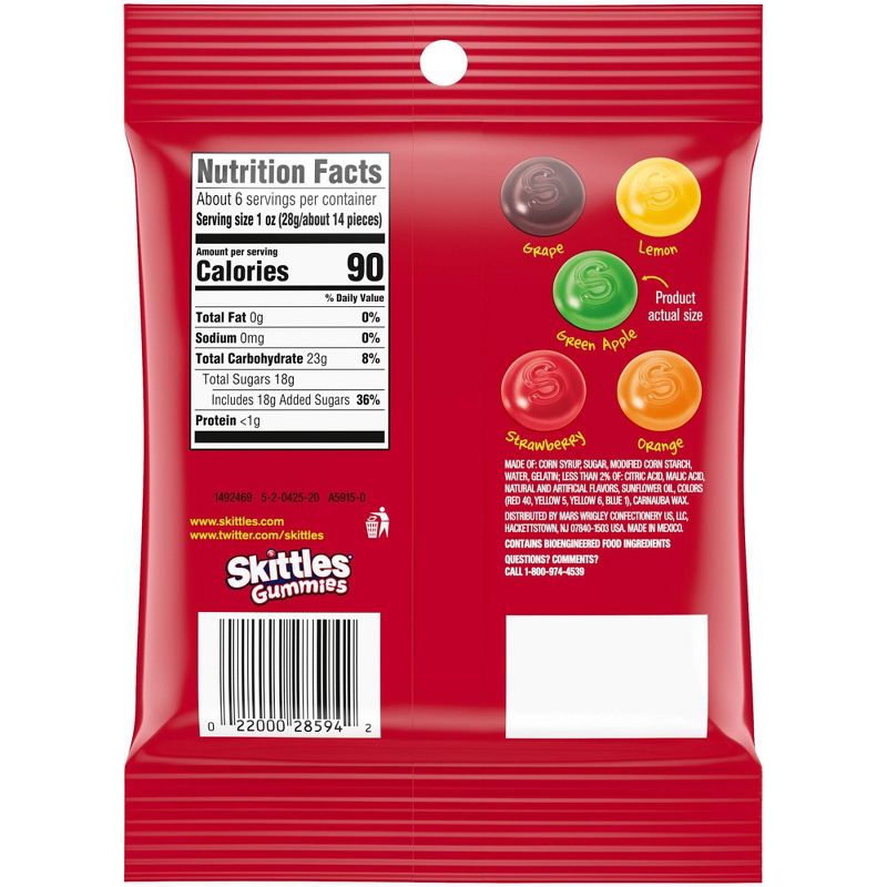 Skittles Original Gummies Peg - 5.8oz