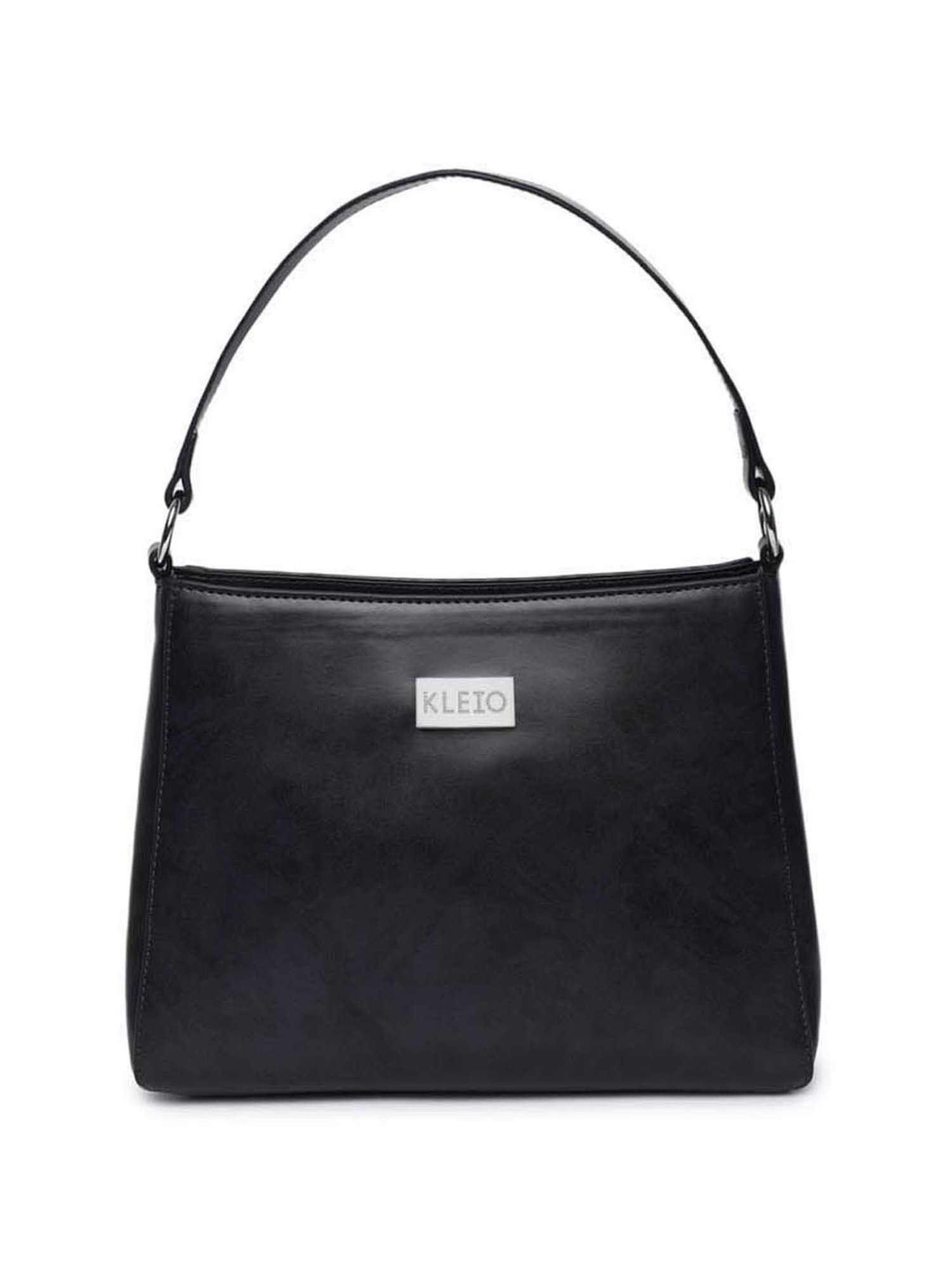 KLEIO Black Solid Medium Hobo Handbag