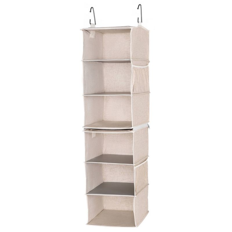 StorageWorks Set of 2 Three Shelf Hanging Closet Organizer Beige