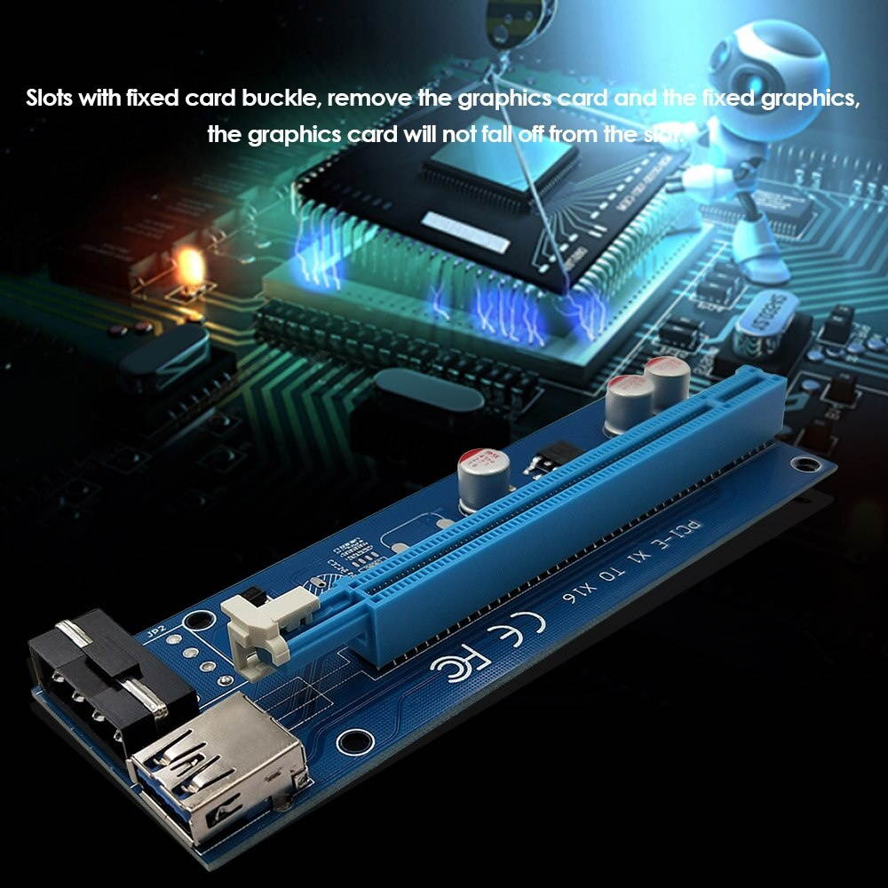 PCI-E Express 1X to 16X Riser Card 4pin USB 3.0 PCI-E Riser Extender Cable with Power Supply for Bitcoin Miner Mining