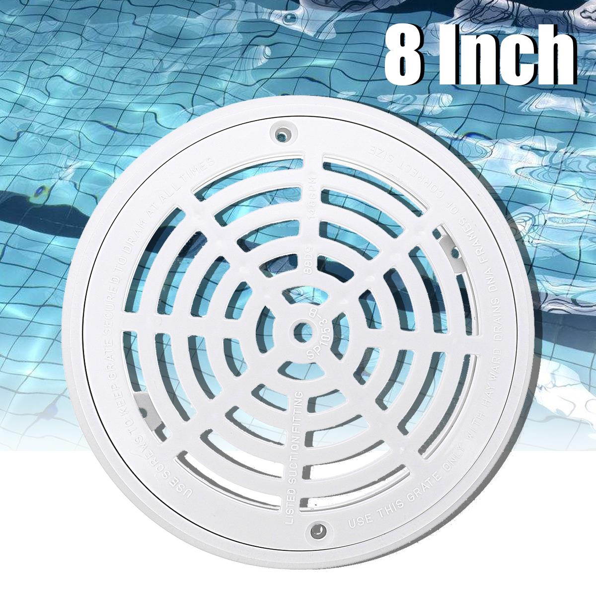 Swimming Pool Main Drain Cover 8-Inch with 2 Screws White Universal Outdoor Drainage Grate for Swimming Pool Cover Replacement