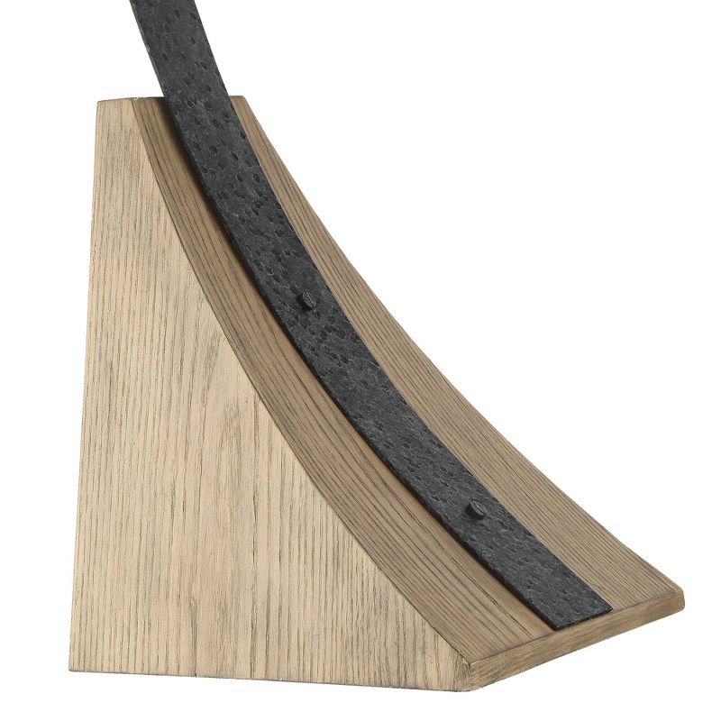 Franklin Iron Works Rustic Mission Arc Floor Lamp Dark Gray Wood Base Mica Shade for Living Room Reading Bedroom Office