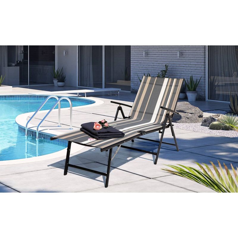 Textilene Single Patio Chaise Striped - NUU GARDEN