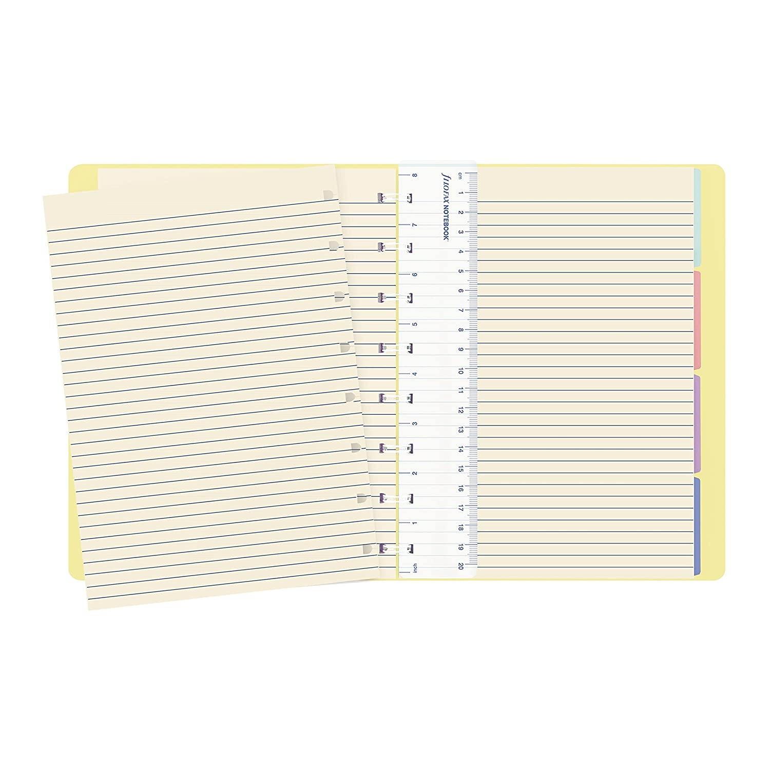 Filofax B115061U Refillable Classic Pastel Notebook, A5 Size, 112 Cream colored moveable pages. Includes 4 Indexes (one with pocket), a page marker and elastic closure, Lemon